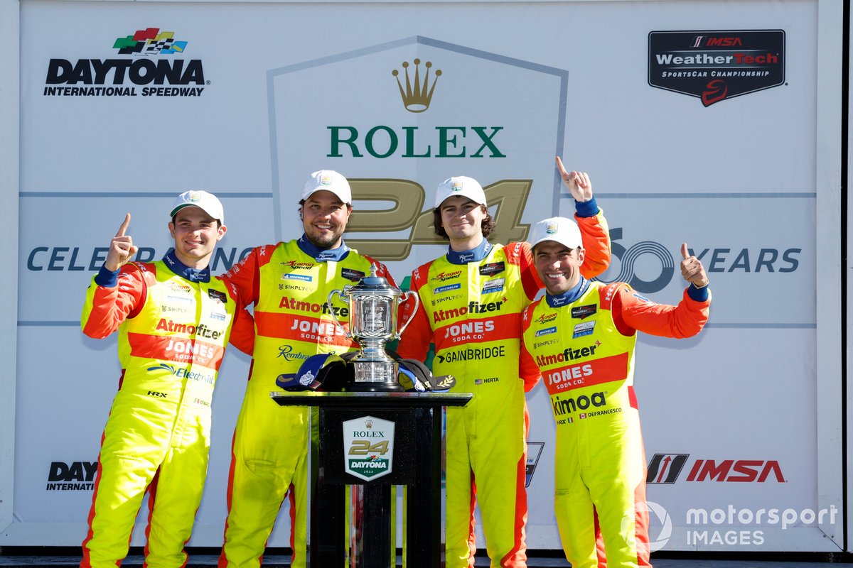 #81 DragonSpeed USA Oreca LMP2 winners at Daytona - Left to right, Pato O'Ward, Eric Lux, Colton Herta, Devlin DeFrancesco.