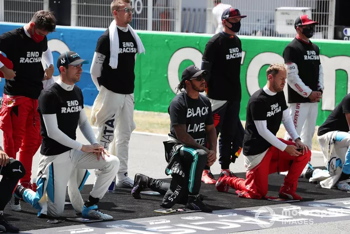 Charles Leclerc, Ferrari, Nicholas Latifi, Williams Racing, Daniil Kvyat, AlphaTauri, Lewis Hamilton, Mercedes-AMG Petronas F1, Max Verstappen, Red Bull Racing, Sebastian Vettel, Ferrari y Kimi Raikkonen, Alfa Romeo 