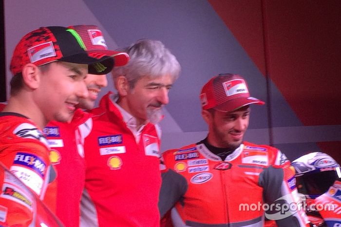 Jorge Lorenzo, Ducati Team, Michele Pirro, probador de Ducati, Gigi dall'Igna y Andrea Dovizioso, Ducati Team