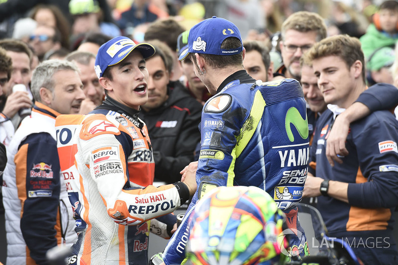 1. Marc Marquez, Repsol Honda Team; 2. Valentino Rossi, Yamaha Factory Racing