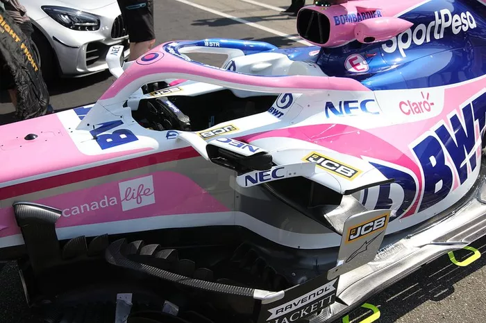 Detalle de los pontones del RP19 de Racing Point