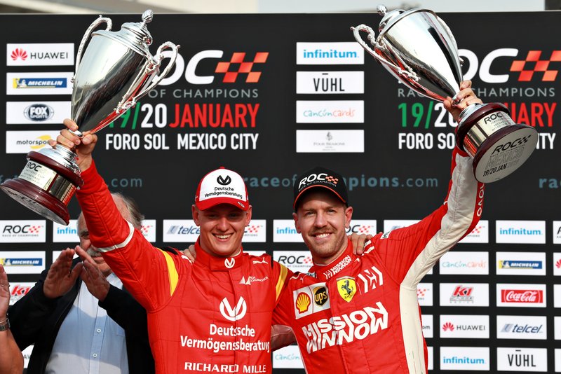 ROC Nations Cup Runners up Sebastian Vettel and Mick Schumacher of Team Germany