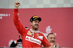 Sebastian Vettel, Ferrari celebrates his second position on the podium