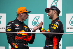 Daniel Ricciardo, Red Bull Racing and race winner Max Verstappen, Red Bull Racing celebrate on the podium