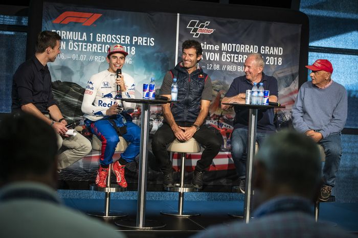 Marc Márquez, Mark Webber, Dr. Helmut Marko y Niki Lauda
