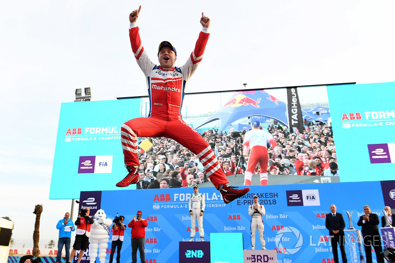 4. Podium: race winner Felix Rosenqvist, Mahindra Racing