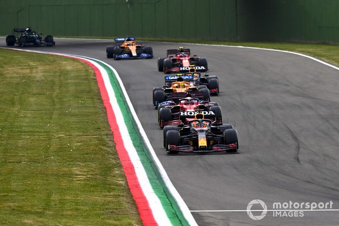 Max Verstappen, Red Bull Racing RB16B, Charles Leclerc, Ferrari SF21, Lando Norris, McLaren MCL35M, Sergio Pérez, Red Bull Racing RB16B, Carlos Sainz Jr., Ferrari SF21