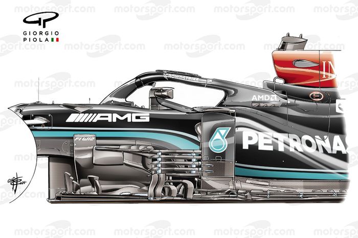 Mercedes AMG F1 W12: Visão lateral