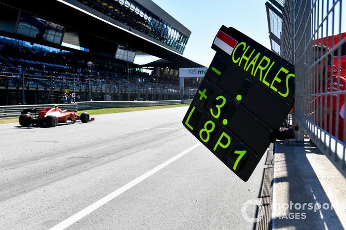 Charles Leclerc, Ferrari SF90  pit board 