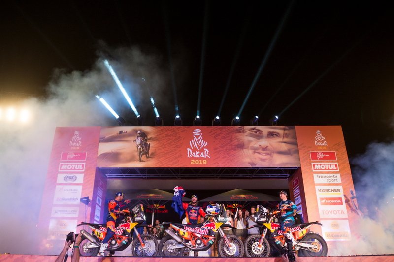 Podio: #14 Red Bull KTM Factory Racing KTM: Sam Sunderland, #3 Red Bull KTM Factory Racing KTM: Toby Price, #1 Red Bull KTM Factory Racing KTM: Matthias Walkner