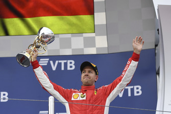 Third place Sebastian Vettel, Ferrari, on the podium