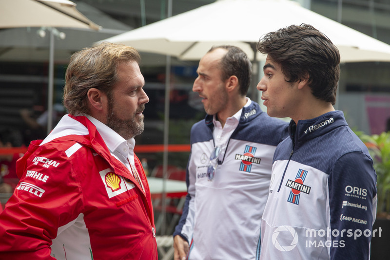 (L to R): Gino Rosato, Ferrari, Robert Kubica, Williams and Lance Stroll, Williams Racing