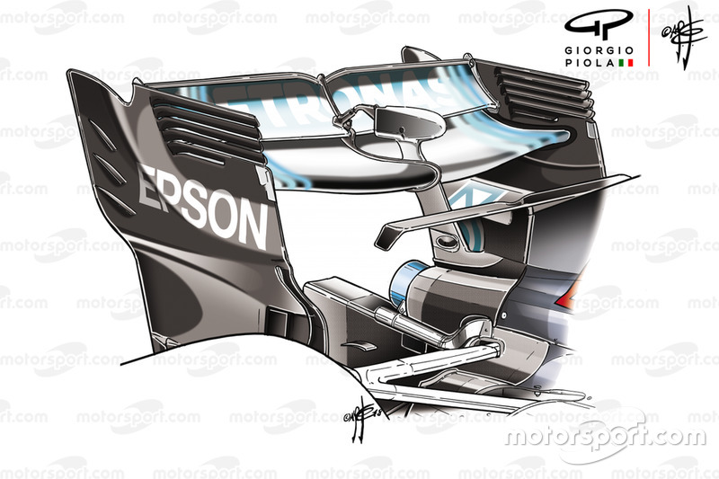 Mercedes F1 AMG W09 alerón trasero en el GP de Azerbaiyán