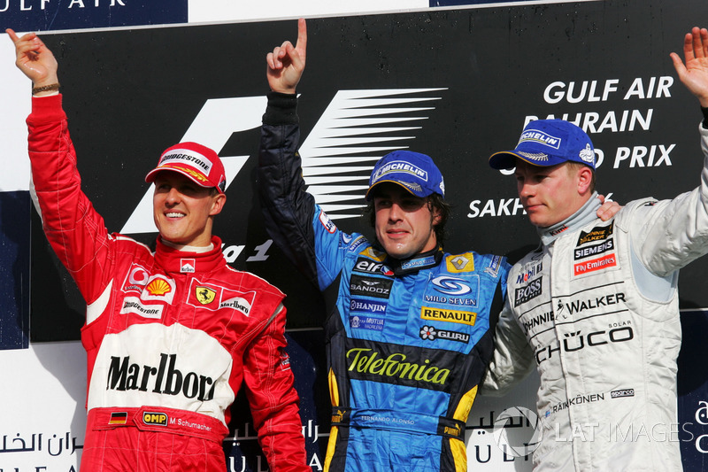 2006: 1. Фернандо Алонсо, 2. Михаэль Шумахер, 3. Кими Райкконен
