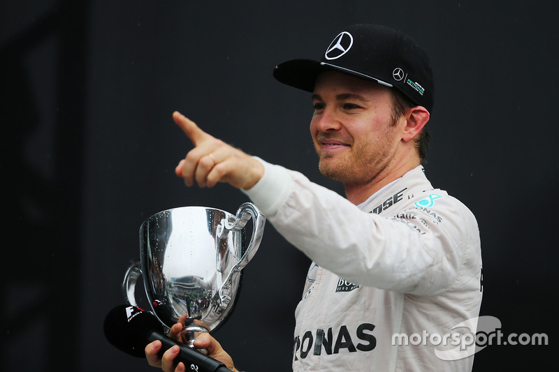Nico Rosberg, Mercedes AMG F1 celebra su segundo puesto en el podio