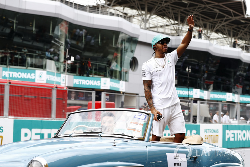 Lewis Hamilton, Mercedes AMG F1, in the drivers parade