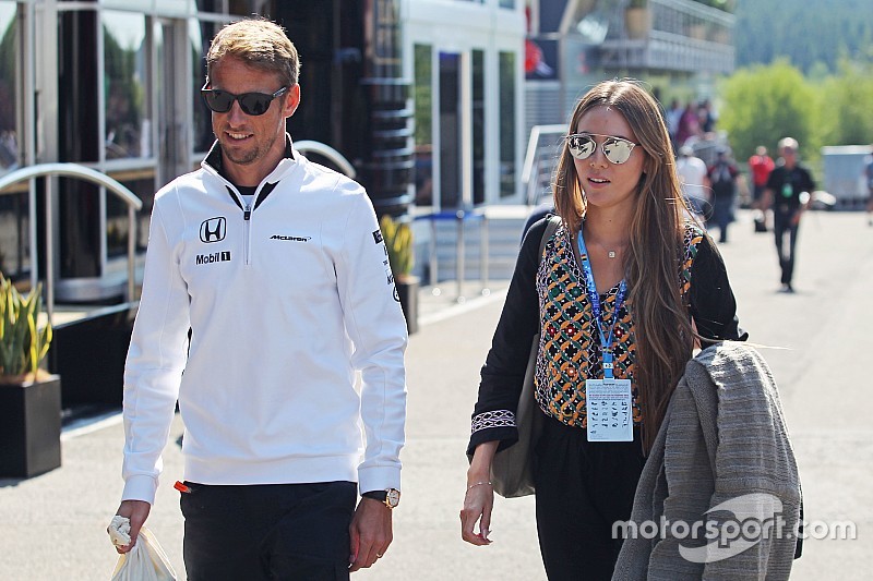 Jenson Button, McLaren with his wife Jessica Button,