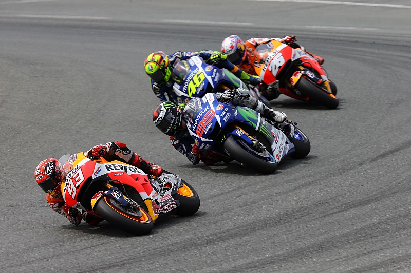 Marc Marquez, Repsol Honda Team, Jorge Lorenzo, Valentino Rossi, Yamaha Factory Racing et Dani Pedrosa, Repsol Honda Team