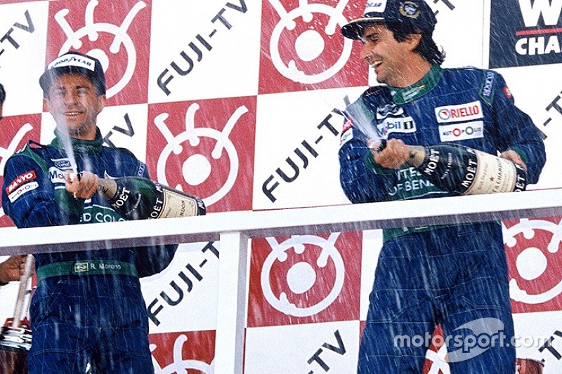 Pódio: vencedor Nelson Piquet, Benetton, segundo lugar Roberto Moreno, Benetton, terceiro lugar Aguri Suzuki, Larrousse