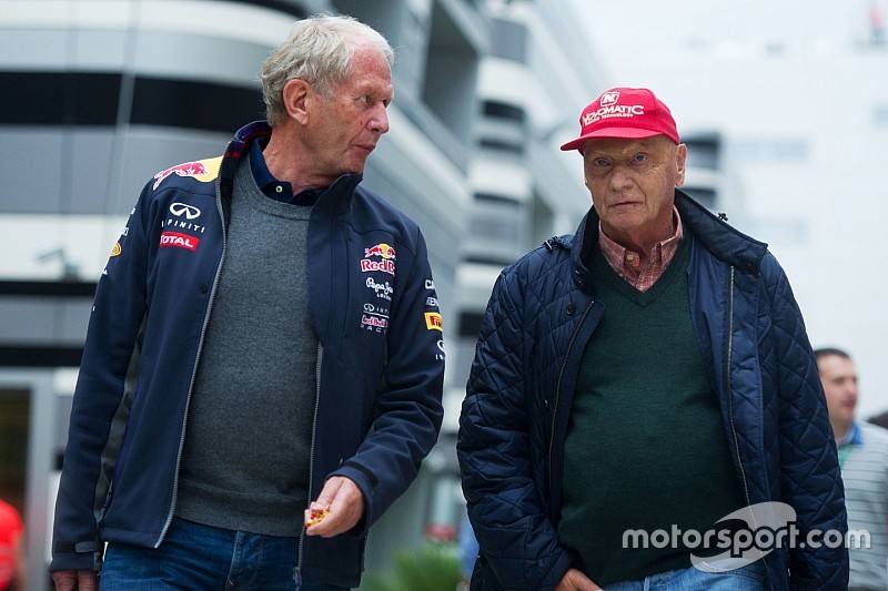 Dr Helmut Marko, Red Bull Motorsport com Niki Lauda, Mercedes