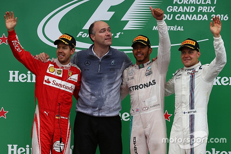 1st for Lewis Hamilton, Mercedes AMG F1 W07, 2nd Sebastian Vettel, Scuderia Ferrari SF16-H and 3rd f
