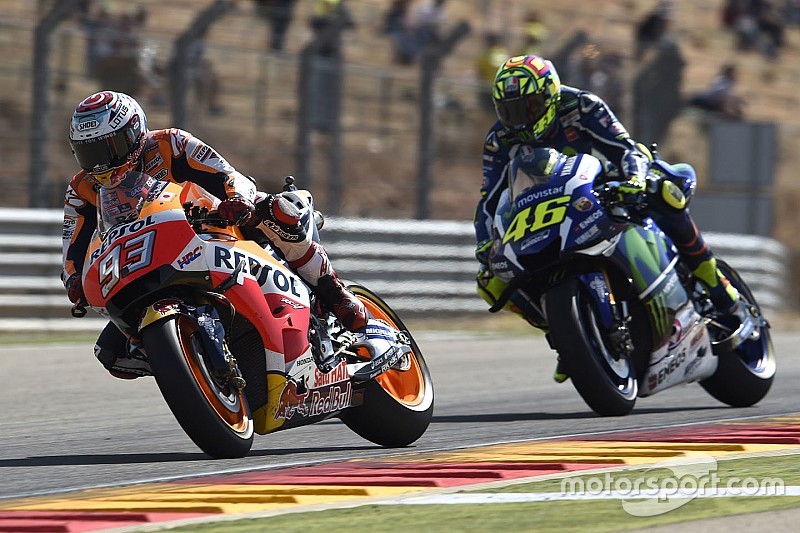 Marc Marquez, Repsol Honda Team and Valentino Rossi, Yamaha Factory Racing