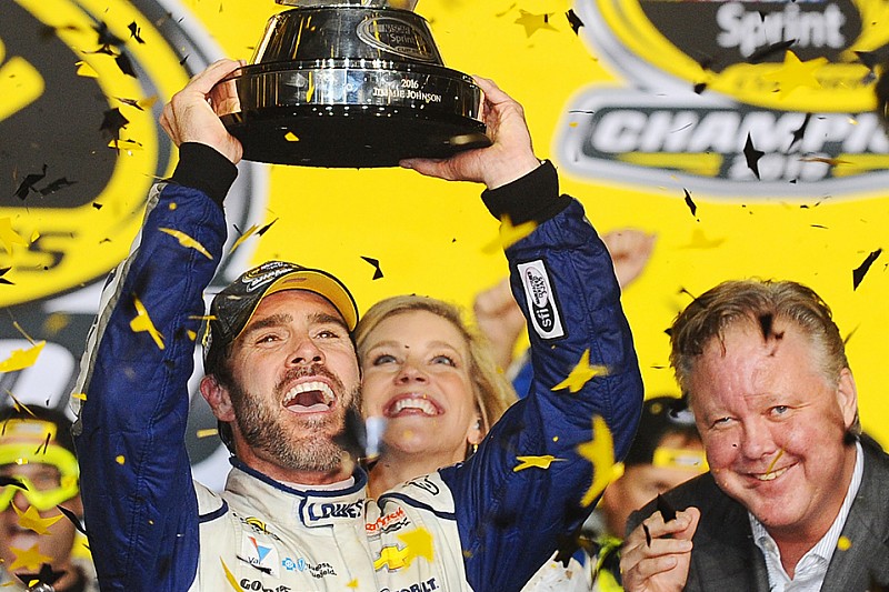 2016 Champion and race winner Jimmie Johnson, Hendrick Motorsports Chevrolet