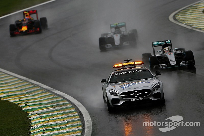 Lewis Hamilton, Mercedes AMG F1 W07 Hybrid leads behind the FIA Safety Car