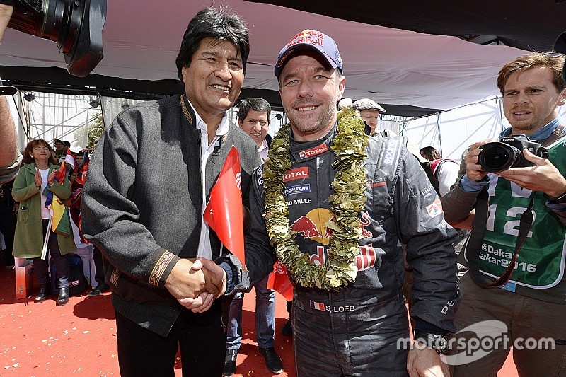 S&eacute;bastien Loeb, Peugeot Sport con el presidente de Bolivia, Evo Morales