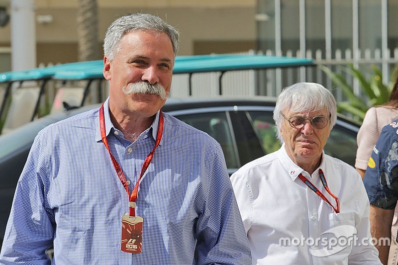 Chase Carey, Formula One Group Chairman with Bernie Ecclestone and Christian Horner, Red Bull Racing Team Principal