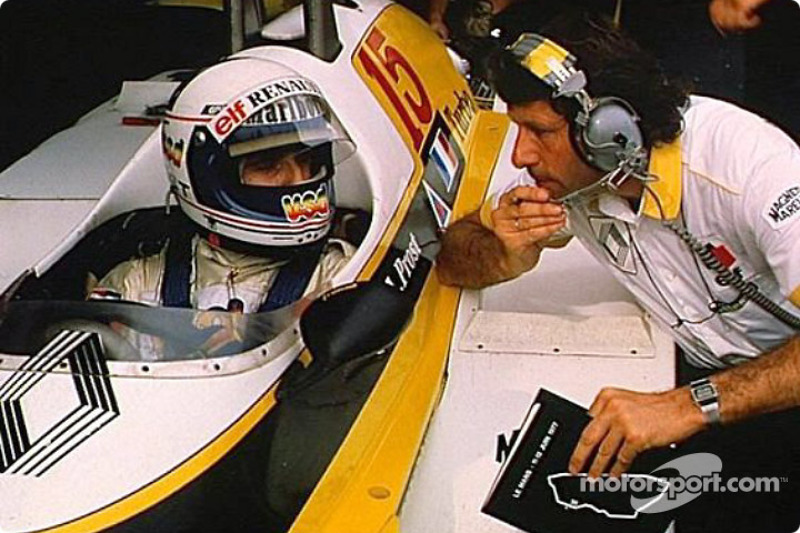 Alain Prost and Bernard Dudot during a test session