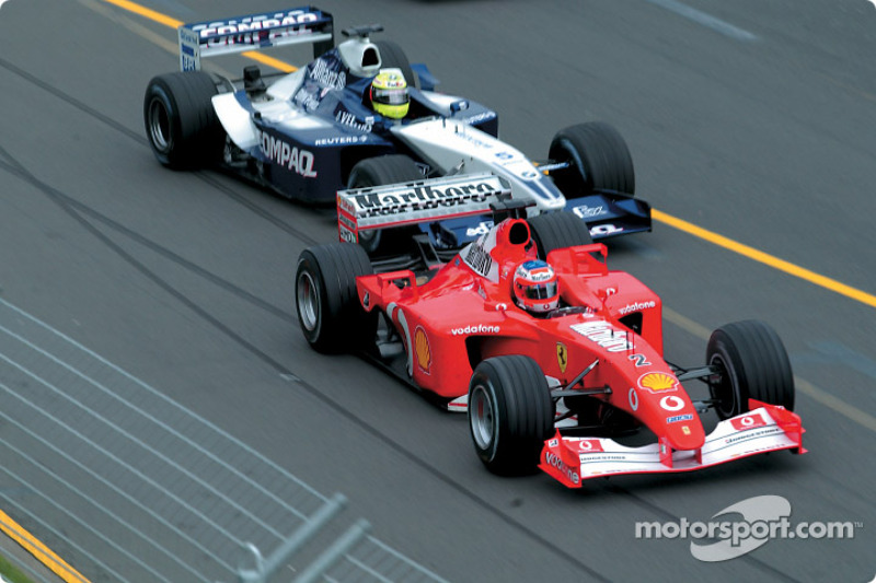 The start: Rubens Barrichello and Ralf Schumacher seconds before the accident