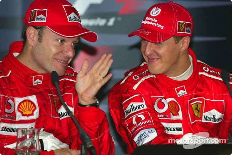 Kazanans basın toplantısı: Rubens Barrichello ve Michael Schumacher