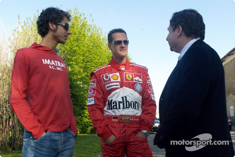 Valentino Rossi di Fiorano bersama Michael Schumacher dan Jean Todt