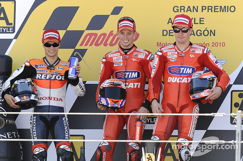 Podium: 1. Casey Stoner, 2. Dani Pedrosa, 3. Nicky Hayden