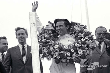 Podium: race winner Jim Clark with Keith Duckworth to his right.