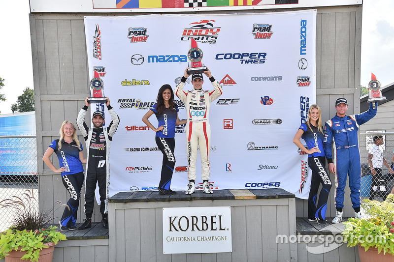 Podio: ganador de la carrera Santiago Urrutia, Schmidt Peterson Motorsports, segundo lugar André Negrao, Schmidt Peterson Motorsports, tercer lugar Dean Stoneman, Andretti Autosport