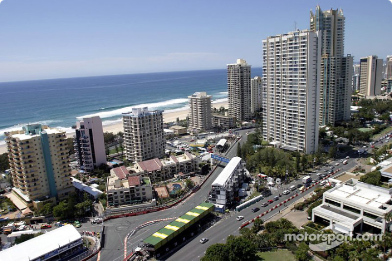 Vista aérea del circuito de Surfers Paradise