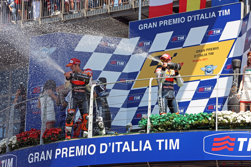 2011: 1. Jorge Lorenzo, 2. Andrea Dovizioso, 3. Casey Stoner