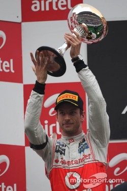 Podium: second place Jenson Button, McLaren Mercedes