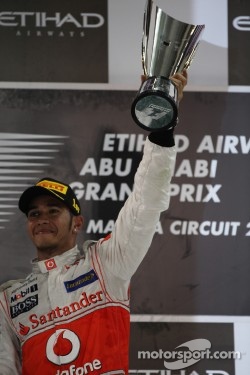 Podium: race winner Lewis Hamilton, McLaren Mercedes
