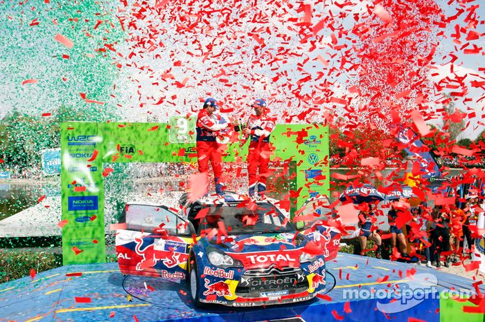 Podio: ganadores Sébastien Loeb y Daniel Elena, Citroën DS3 WRC, Citroën Total World Rally Team