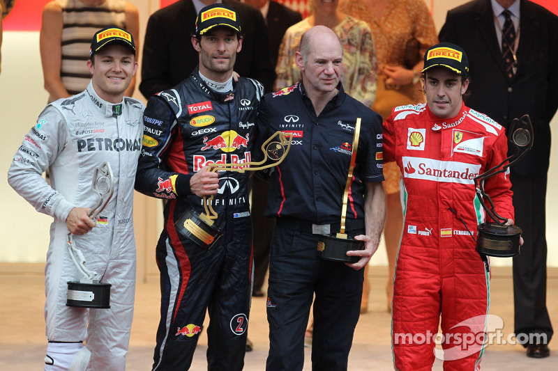 Podium: Sieger Mark Webber, 2. Nico Rosberg, 3. Fernando Alonso