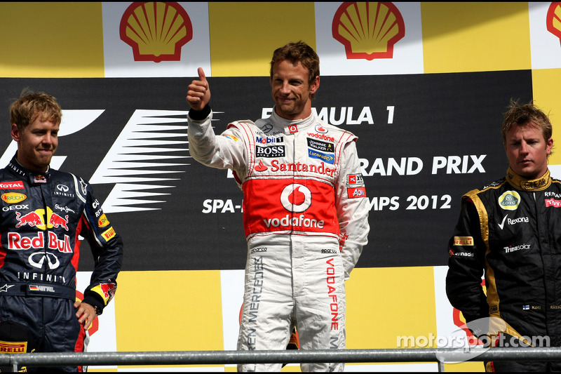 Sebastian Vettel, Red Bull Racing, Jenson Button, McLaren Mercedes et Kimi Raikkonen, Lotus F1 Team