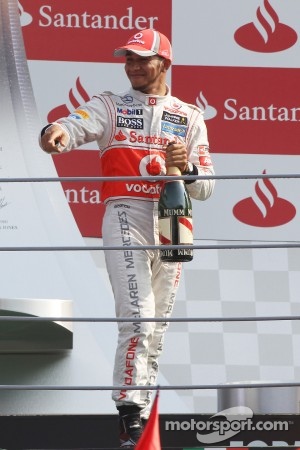 Podium: race winner Lewis Hamilton, McLaren Mercedes