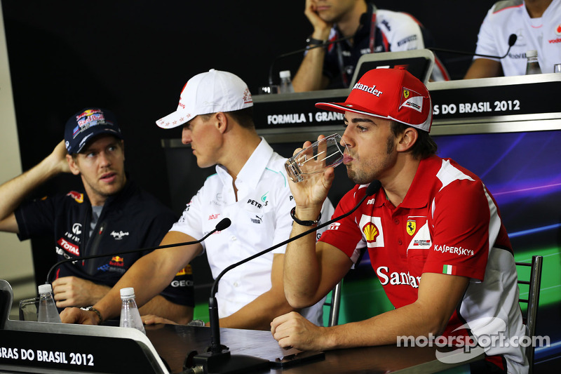 Sebastian Vettel, Red Bull Racing ve Michael Schumacher, Mercedes AMG F1 ve Fernando Alonso, Ferrari