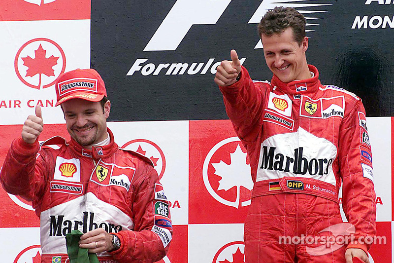 Pódio: vencedor Michael Schumacher, segundo Rubens Barrichello