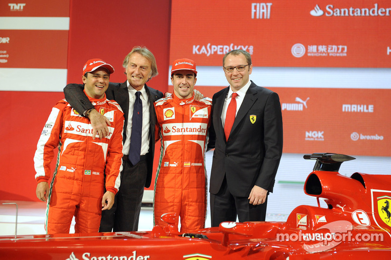 Felipe Massa, Luca di Montezemolo, Fernando Alonso and Stefano Domenicali