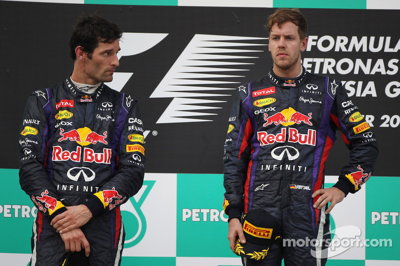 Podium: race winner Sebastian Vettel, Red Bull Racing, second place Mark Webber, Red Bull Racing