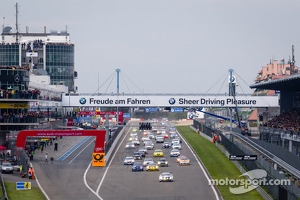 Start of the second group: #105 Besaplast Racing Team Audi TT RS (SP4T): Franjo Kovac, Martin Tschornia, Frederik Lestrup leads the field